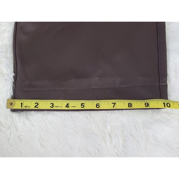 Splendid Cropped Vegan Leather Ankle Wide Leg Pants Chocolate Brown Size 6 - Picture 14 of 16
